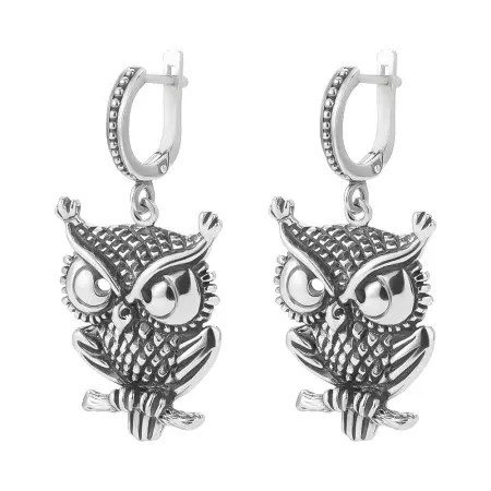 Серебряные серьги «Сплюшка сова»
