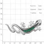 Серебряная брошь с наноизумрудами «Ящерица»
