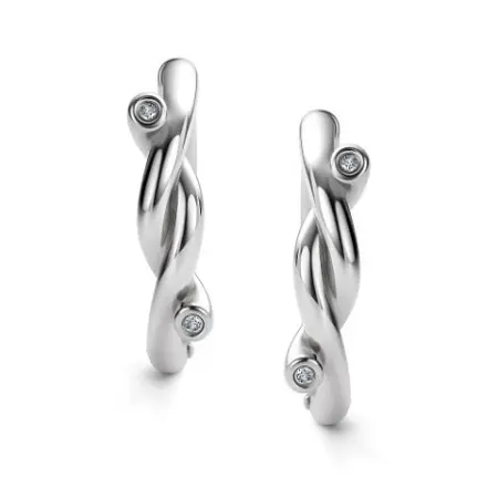 Серьги-конго из серебра с бриллиантом