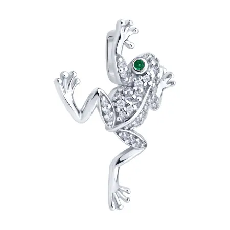 Подвеска из серебра с фианитами «Лягушка»