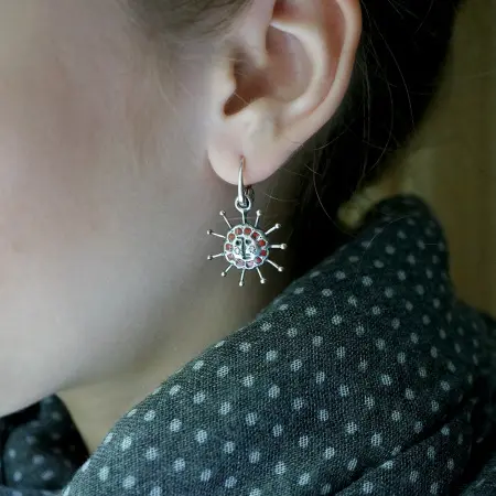 Серебряные серьги с эмалью «Солнышки»