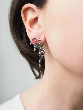 Серьги из серебра «Гимнастика»