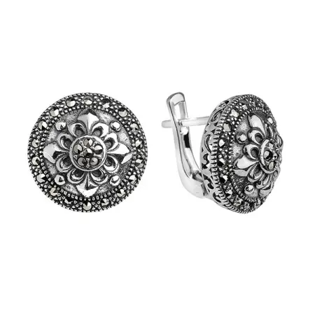 Серебряные серьги с марказитами Swarovski