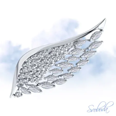Брошь из серебра с фианитами SVOBODA крылья