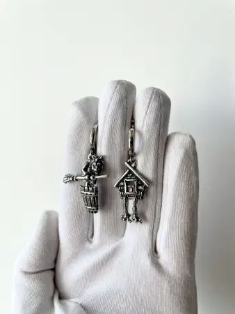 Серьги серебряные «Бабка-Ежка»