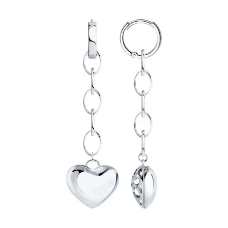 Серьги из серебра «Сердце»