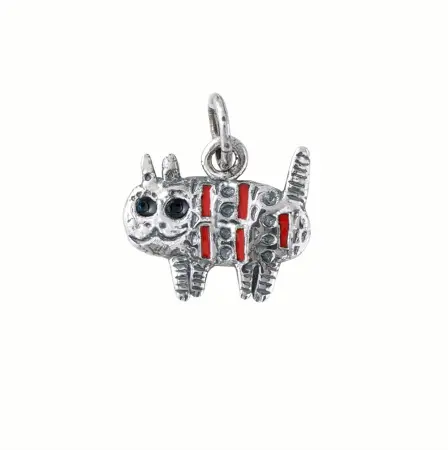 Серебряная подвеска «Котик» с эмалью