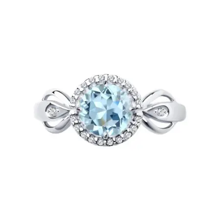 Кольцо из серебра с топазом и фианитами