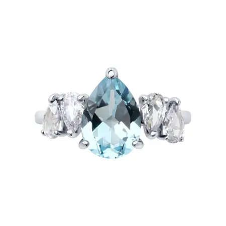 Кольцо из серебра с топазом и фианитами