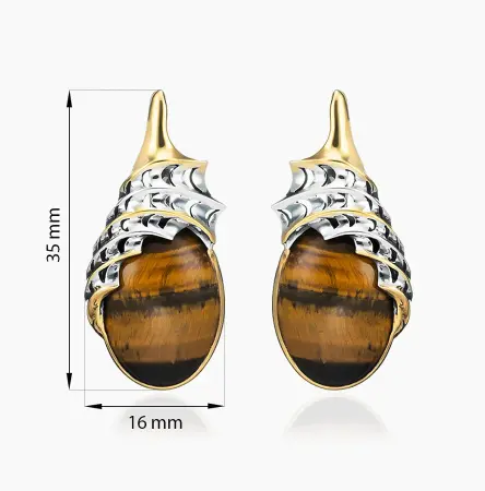 Серебряные серьги с тигровым глазом «Саванна»