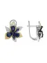 Серьги из серебра «Орхидея» с натуральным сапфиром