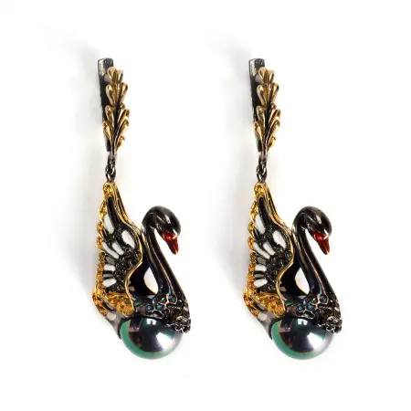 Серебряные серьги «Лебеди»