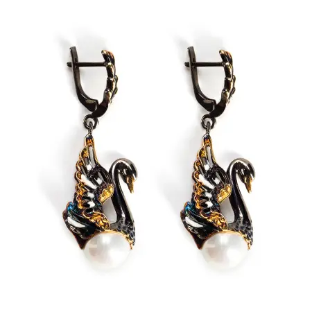 Серебряные серьги «Лебеди»