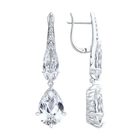 Серьги из серебра с фианитами