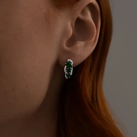 Серебряные серьги с агатами и фианитами