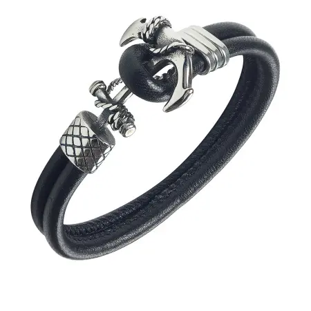 Кожаный браслет «Якорь»