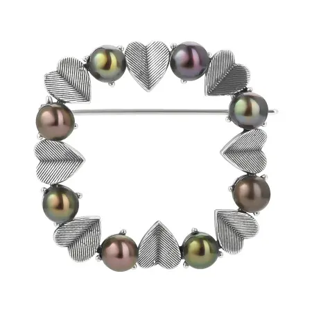 Серебряная брошь с жемчугом «Антик»