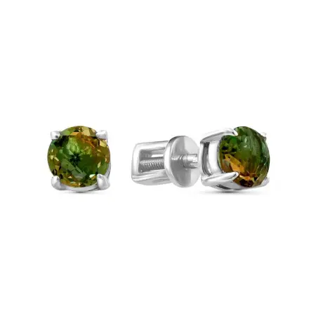 Серьги-пусеты из серебра с турмалином