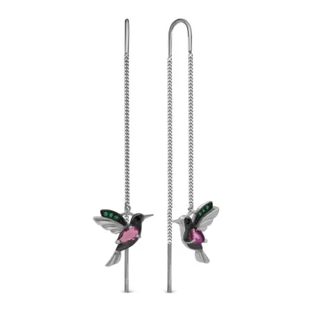 Серьги из серебра с кварцем и фианитами «Калибри»
