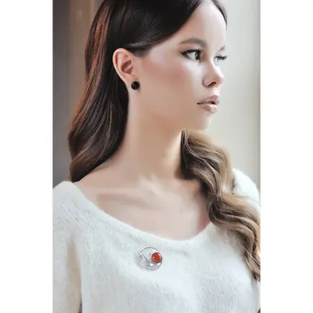 Серебряная брошь-подвеска