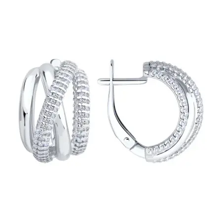 Серьги из серебра с фианитами