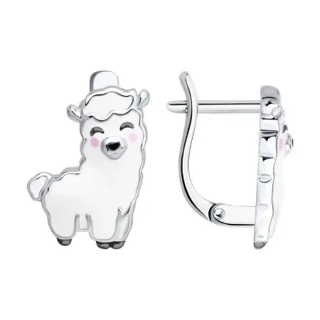 Серьги из серебра с эмалью «Овечка»