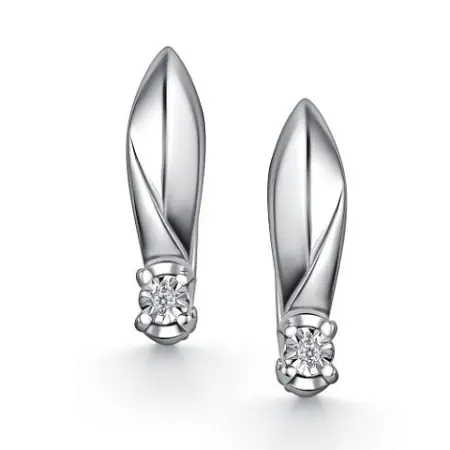 Серебряные серьги с бриллиантом