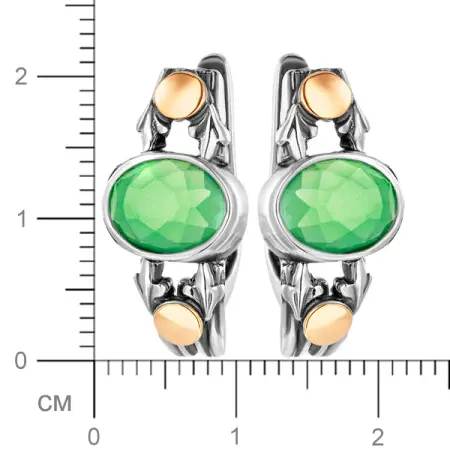 Серебряные серьги с зеленым кварцем