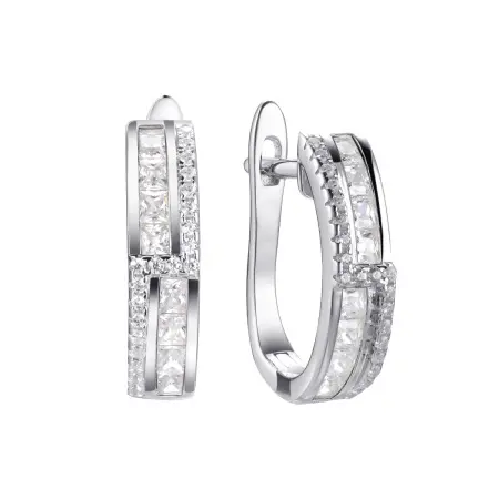 Серебряные серьги с фианитами