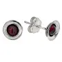 Серебряные серьги гвоздики с гранатом