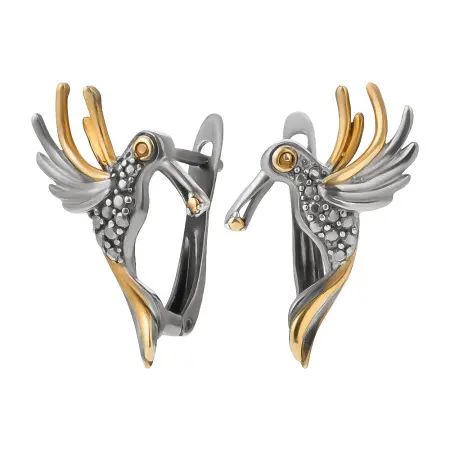 Серьги из серебра «Колибри»