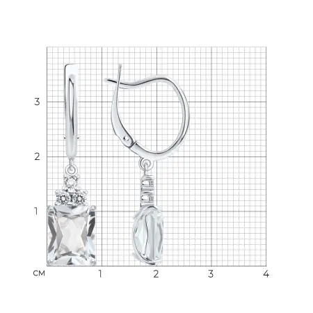 Серьги из серебра с горным хрусталем и фианитами