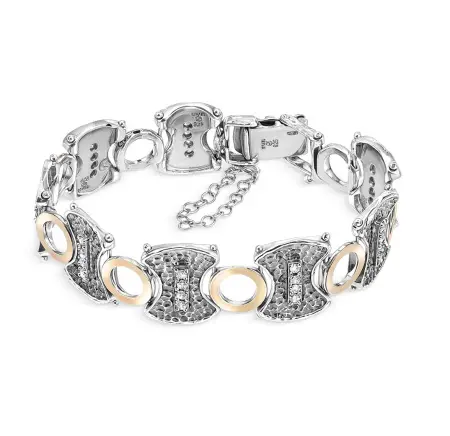 Браслет из серебра с фианитами и позолотой