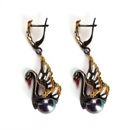 Серебряные серьги «Лебеди»