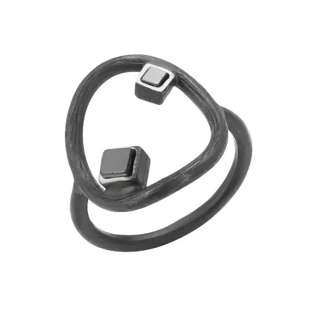 Серебряное кольцо с гематитом «Круг»