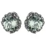Серебряные серьги с зеленым аметистом и марказитами Swarovski