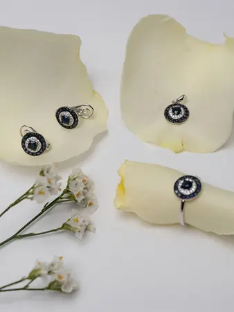 Серьги из серебра ETHNICA с натуральным сапфиром и фианитами