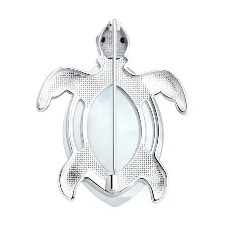 Брошь из серебра с перламутром и фианитами «Черепаха»