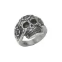 Серебряное мужское кольцо «Череп и цветы»