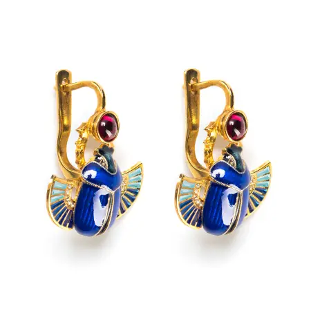 Серебряные серьги «Скарабеи»