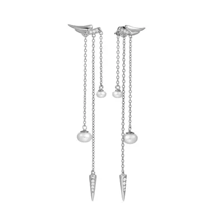 Серьги из серебра с жемчугом и фианитами