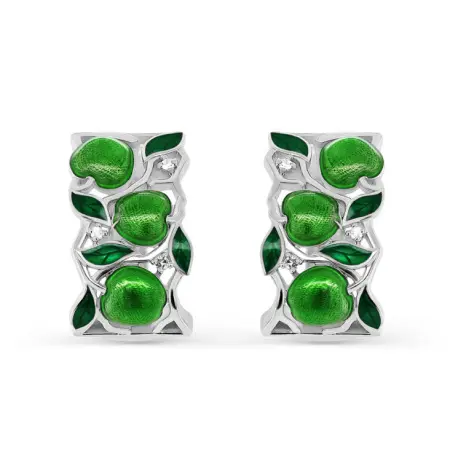 Серебряные серьги «Яблоко» с бриллиантами