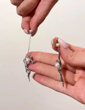 Серьги из серебра с жемчугом