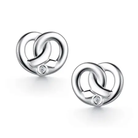Серьги-пусеты из серебра с фианитами «Крендель»