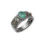 Кольцо из серебра с изумрудом и бриллиантами