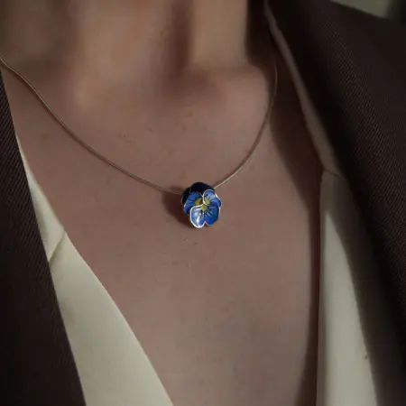 Подвеска из серебра «Анютины глазки»