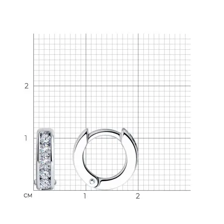 Серьги-хупы из серебра с фианитами