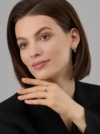 Серьги из серебра с позолотой и бриллиантами