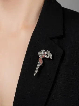 Серебряная брошь «Страсть в стиле Гетсби» с фианитами