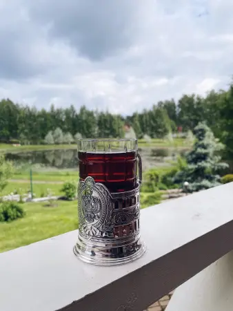 Подстаканник "Герб России" из серебра в футляре